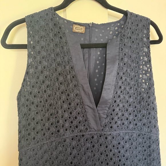 Blue Eyelet Italian Sleeveless Dress L - Picture 1 of 11